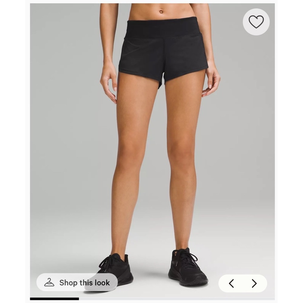 Lululemon Speed Up Low-Rise Lined Short 2.5 Black Size 12 W7AOGR Running Shorts